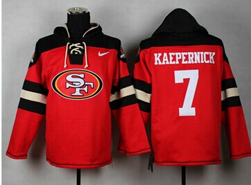 San Francisco 49ers #7 Colin Kaepernick Black_Red Sawyer Hooded Sweatshirt Stitched Jersey San Francisco 49ers #7 Colin Kaepernick Black_Red Sawyer Hooded Sweatshirt Stitched Jersey