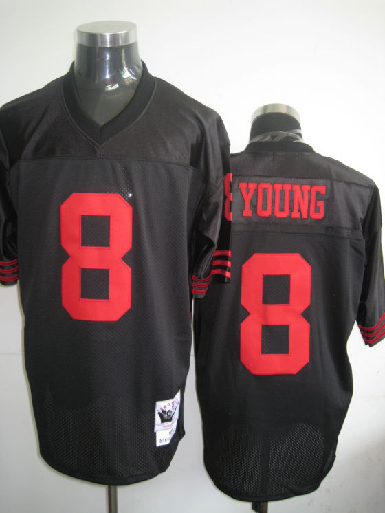 San Francisco 49ers #8 Steve Young Autehntic Throwback Jersey Black