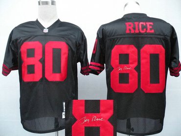 San Francisco 49ers #80 Jerry Rice Mitchell and Ness Black Throwback Jersey(Signed Elite)