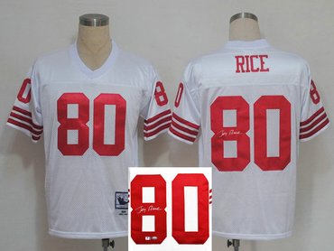 San Francisco 49ers #80 Jerry Rice White Throwback Jersey(Signed Elite)