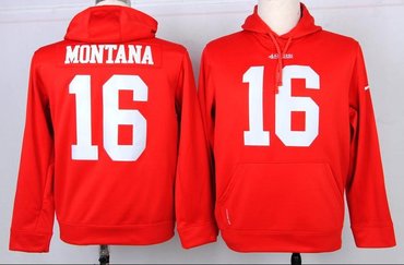 San Francisco 49ers 16 Joe Montana Pullover Hoodie Red San Francisco 49ers 16 Joe Montana Pullover Hoodie Red