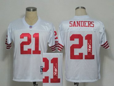 San Francisco 49ers 21# Deion sanders White Throwback Jersey(Signed Elite)