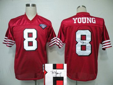 San Francisco 49ers 8 Steve Young 75TH Throwback Jersey(Signed Elite)
