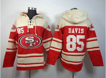 San Francisco 49ers 85 Davis Drift Red Sawyer Hooded Sweatshirt Stitched Jersey