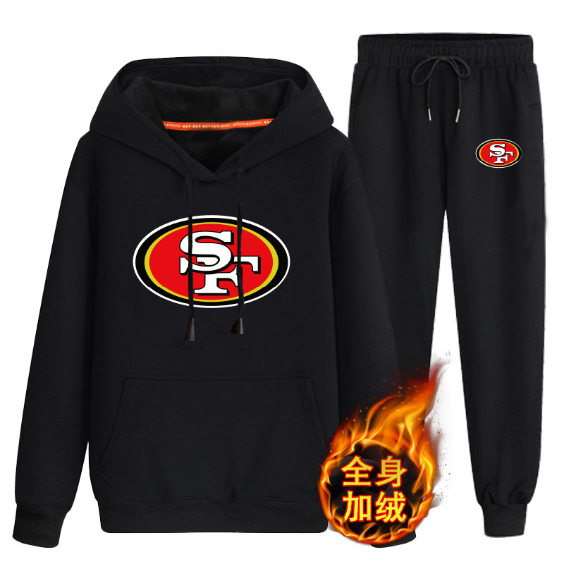 San Francisco 49ers Black Men's Winter Thicken NFL Pullover Hoodie & Pant San Francisco 49ers Black Men's Winter Thicken NFL Pullover Hoodie & Pant
