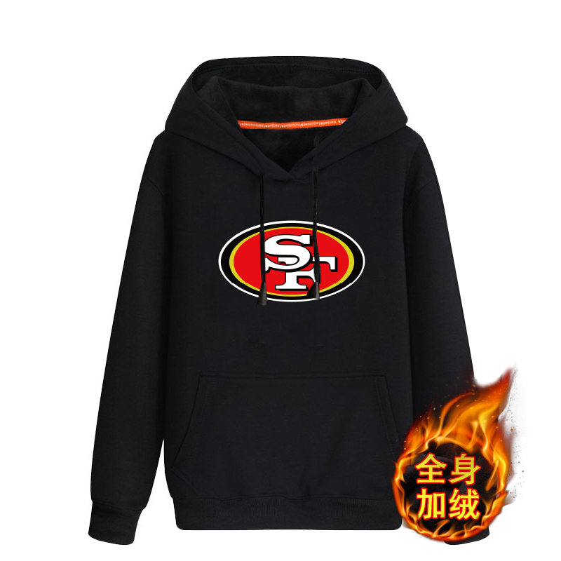 San Francisco 49ers Black Men's Winter Thicken NFL Pullover Hoodie