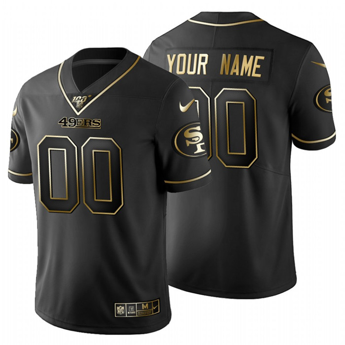 San Francisco 49ers Custom Men's Nike Black Golden Limited NFL 100 Jersey San Francisco 49ers Custom Men's Nike Black Golden Limited NFL 100 Jersey