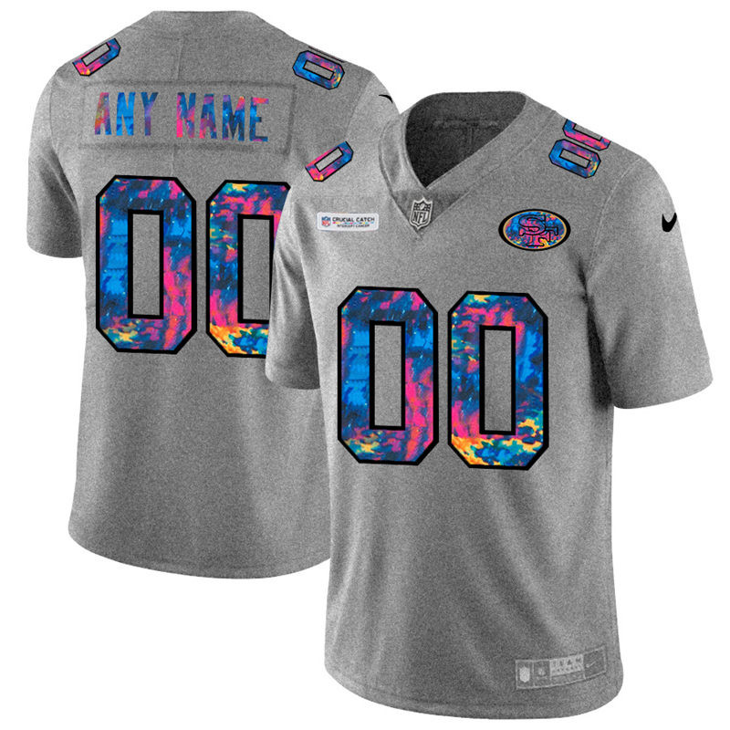 San Francisco 49ers Custom Men's Nike Multi-Color 2020 NFL Crucial Catch Vapor Untouchable Limited Jersey Greyheather San Francisco 49ers Custom Men's Nike Multi-Color 2020 NFL Crucial Catch Vapor Untouchable Limited Jersey Greyheather