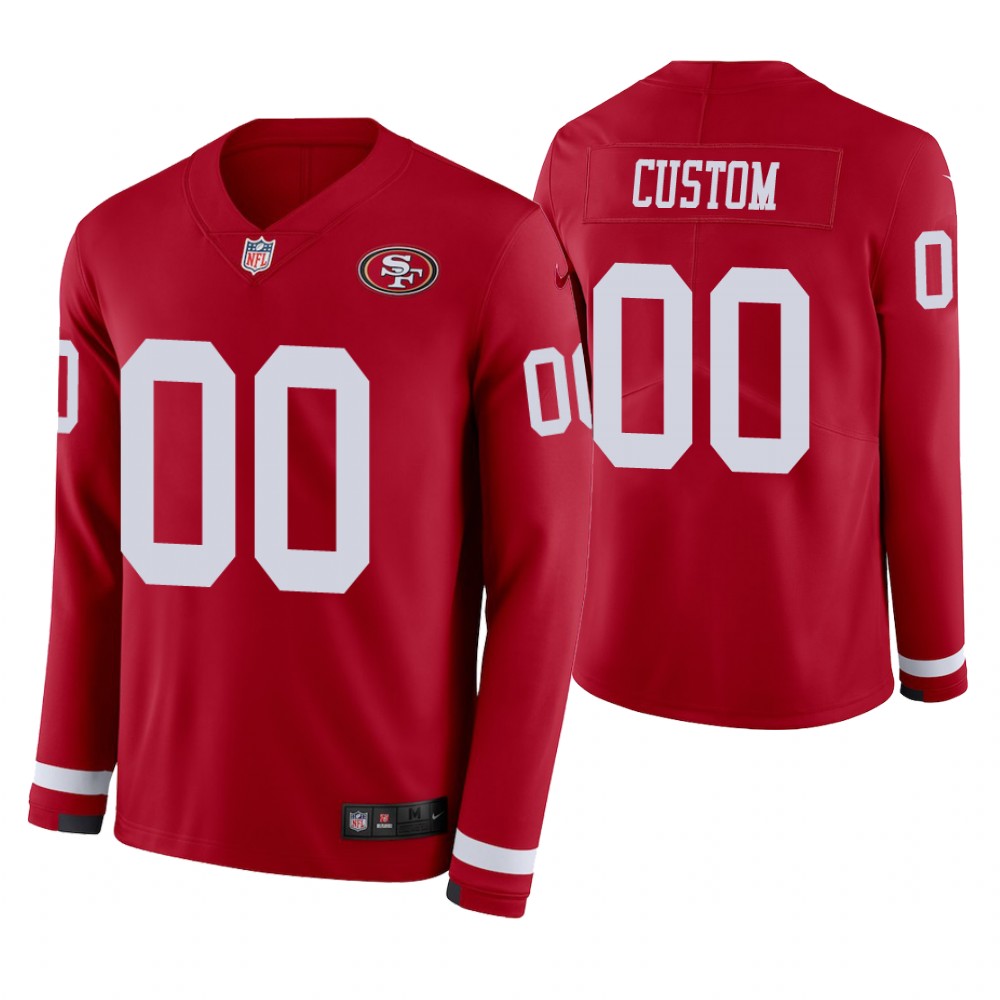 San Francisco 49ers Custom Scarlet Therma Long Sleeve Jersey San Francisco 49ers Custom Scarlet Therma Long Sleeve Jersey
