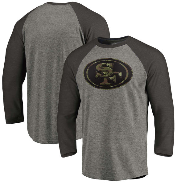 San Francisco 49ers NFL Pro Line By Fanatics Branded Black Gray Tri Blend 34-Sleeve T-Shirt San Francisco 49ers NFL Pro Line By Fanatics Branded Black Gray Tri Blend 34-Sleeve T-Shirt