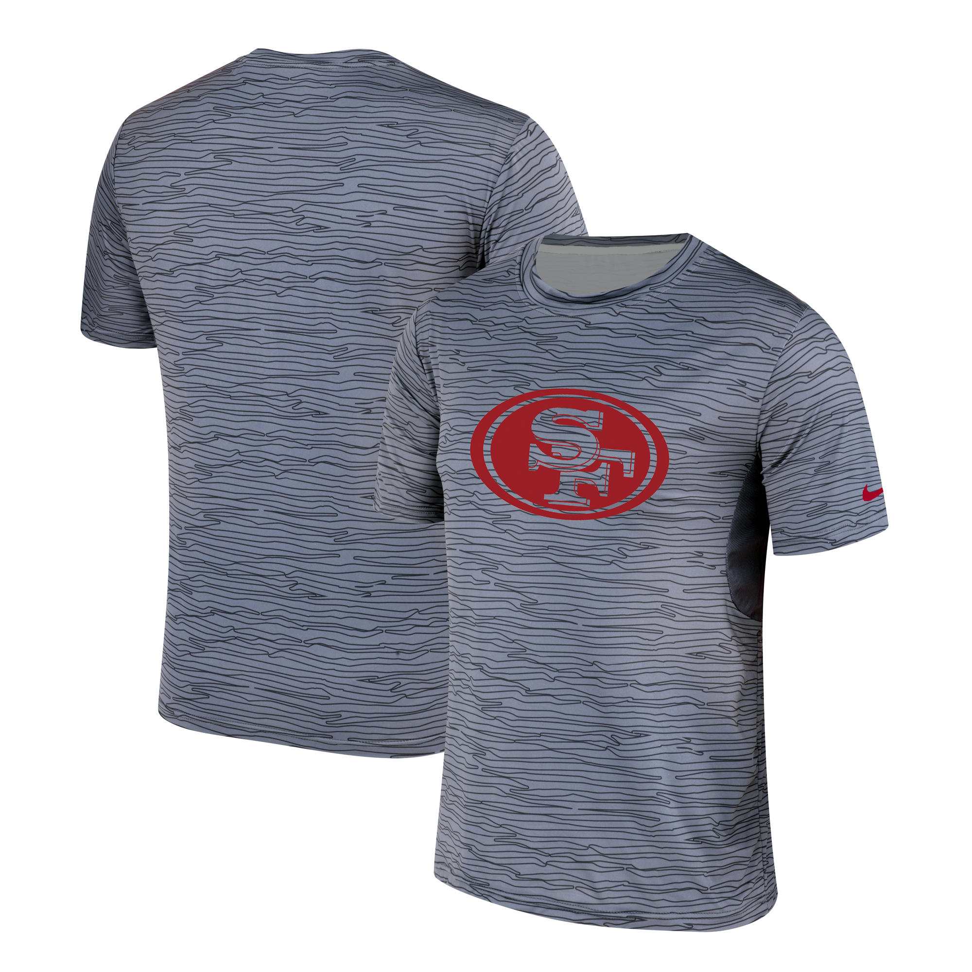 San Francisco 49ers Nike Gray Black Striped Logo Performance T-Shirt San Francisco 49ers Nike Gray Black Striped Logo Performance T-Shirt