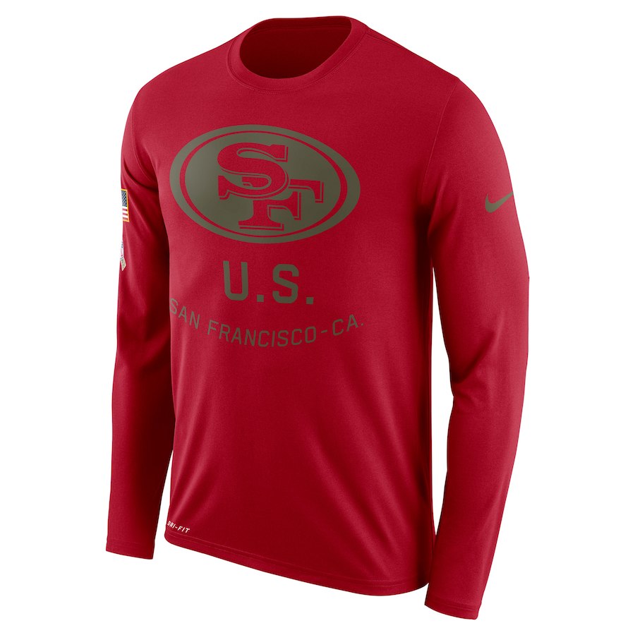 San Francisco 49ers Nike Salute To Service Sideline Legend Performance Long Sleeve T-Shirt Burgundy San Francisco 49ers Nike Salute To Service Sideline Legend Performance Long Sleeve T-Shirt Burgundy
