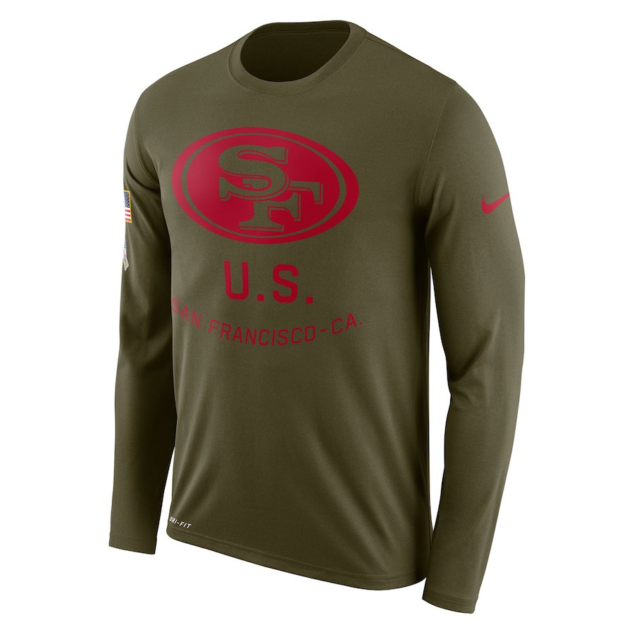 San Francisco 49ers Nike Salute To Service Sideline Legend Performance Long Sleeve T-Shirt Olive San Francisco 49ers Nike Salute To Service Sideline Legend Performance Long Sleeve T-Shirt Olive