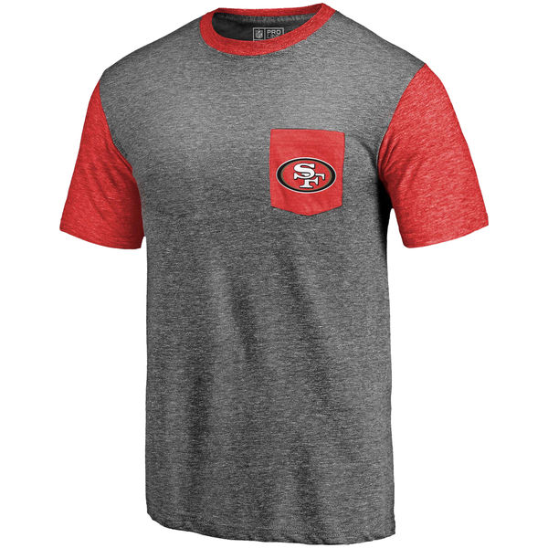 San Francisco 49ers Pro Line By Fanatics Branded Heathered Gray Scarlet Refresh Pocket T-Shirt San Francisco 49ers Pro Line By Fanatics Branded Heathered Gray Scarlet Refresh Pocket T-Shirt