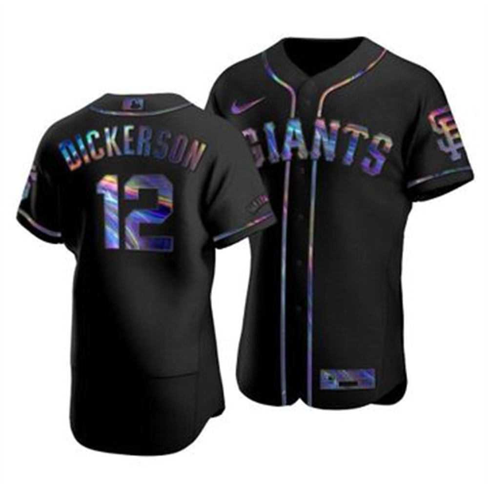 San Francisco Giants #12 Alex Dickerson Men's Nike Iridescent Holographic Collection MLB Jersey - Black San Francisco Giants #12 Alex Dickerson Men's Nike Iridescent Holographic Collection MLB Jersey - Black