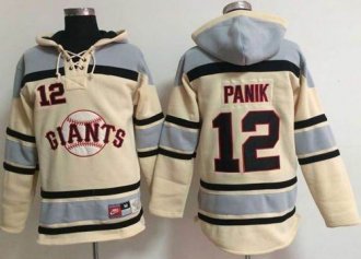 San Francisco Giants #12 Joe Panik Cream Sawyer Hooded Sweatshirt Baseball Hoodie