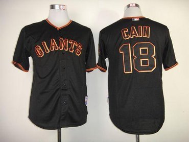 San Francisco Giants #18 Matt Cain Black Baseball Jersey