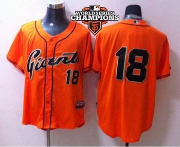 San Francisco Giants #18 Matt Cain Orange Cool Base 2012W World Series Champion Patch Baseball Jerseys