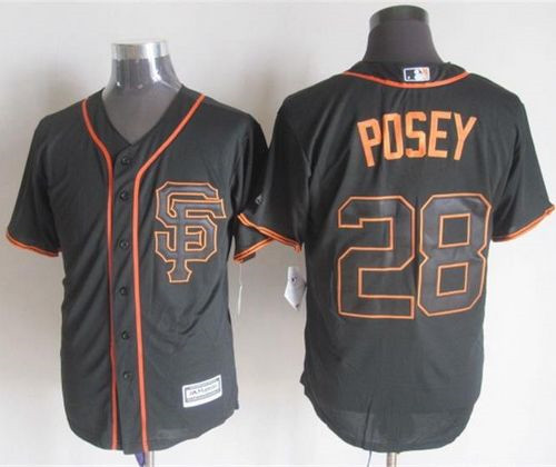 San Francisco Giants #28 Buster Posey Black Alternate New Cool Base Stitched Baseball Jersey