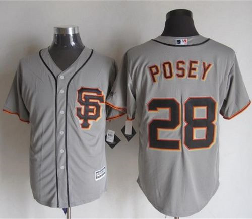 San Francisco Giants #28 Buster Posey Grey Road 2 New Cool Base Stitched Baseball Jersey