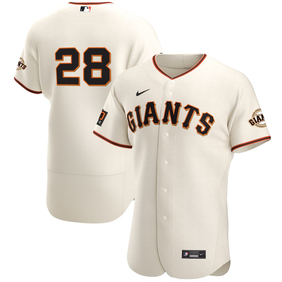 San Francisco Giants #28 Buster Posey Men's Nike Cream Home 2020 Authentic Player MLB Jersey