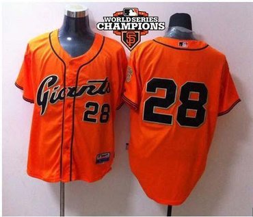 San Francisco Giants #28 Buster Posey Orange Cool Base 2012W World Series Champion Patch Baseball Jerseys