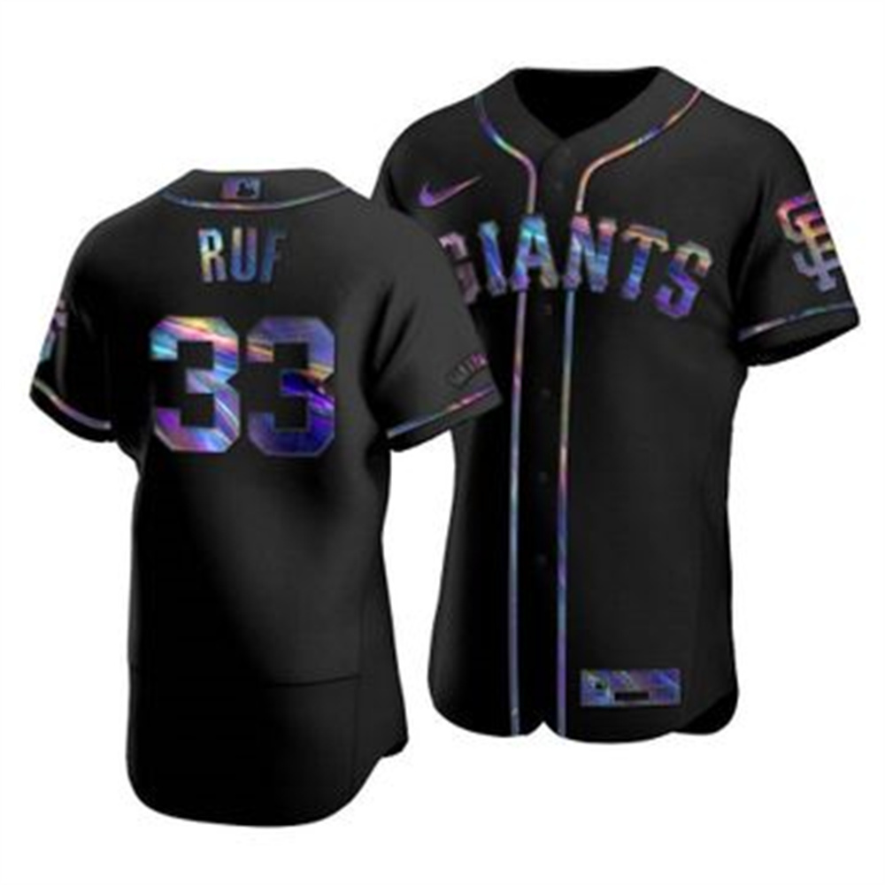 San Francisco Giants #33 Darin Ruf Men's Nike Iridescent Holographic Collection MLB Jersey - Black San Francisco Giants #33 Darin Ruf Men's Nike Iridescent Holographic Collection MLB Jersey - Black