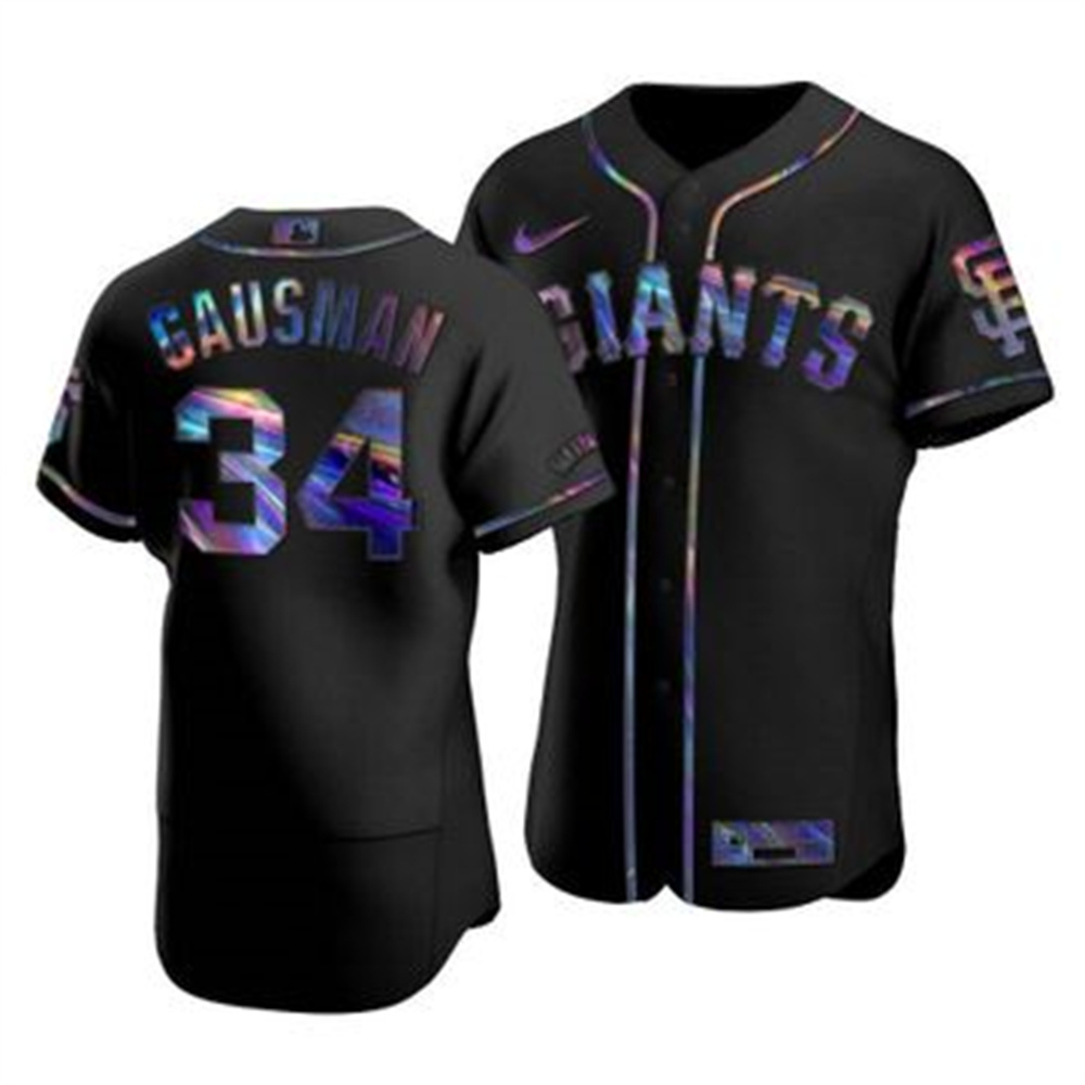 San Francisco Giants #34 Kevin Gausman Men's Nike Iridescent Holographic Collection MLB Jersey - Black San Francisco Giants #34 Kevin Gausman Men's Nike Iridescent Holographic Collection MLB Jersey - Black