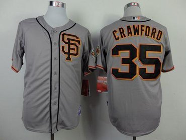 San Francisco Giants #35 Brandon Crawford Grey Road 2 Cool Base Baseball jerseys