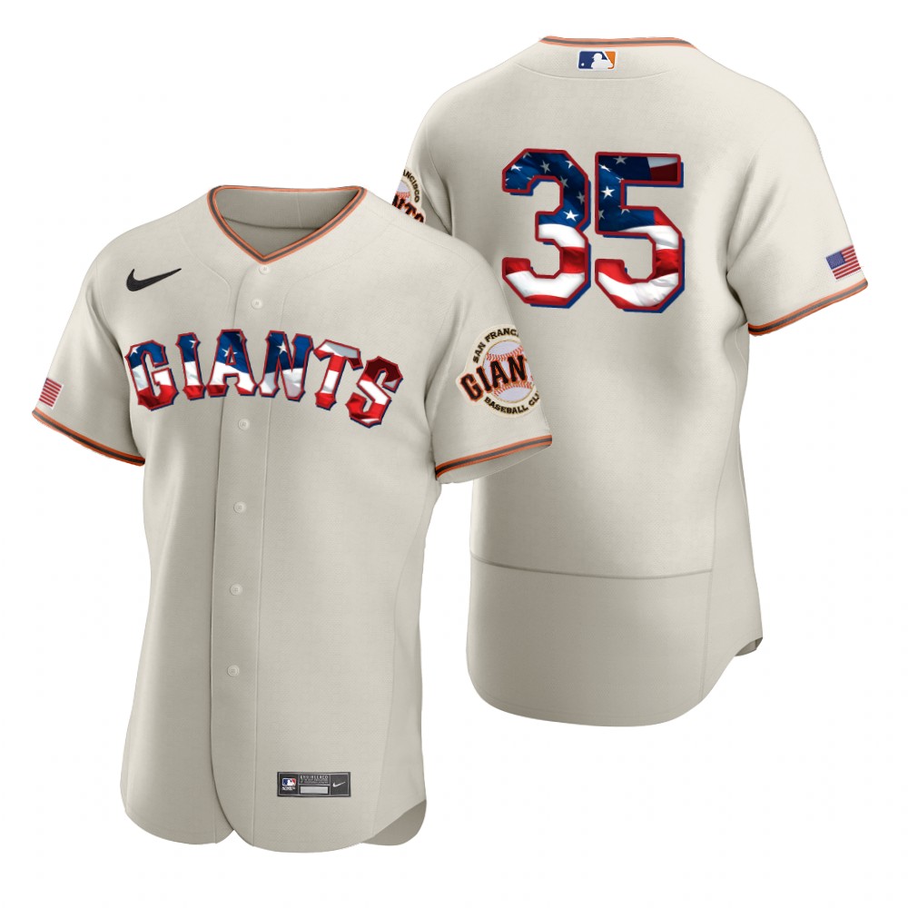 San Francisco Giants #35 Brandon Crawford Men's Nike Cream Fluttering USA Flag Limited Edition Authentic MLB Jersey San Francisco Giants #35 Brandon Crawford Men's Nike Cream Fluttering USA Flag Limited Edition Authentic MLB Jersey