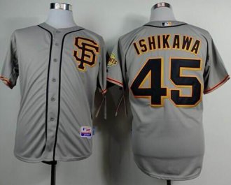 San Francisco Giants #45 Travis Ishikawa Grey Road 2 Cool Base Stitched Baseball Jersey
