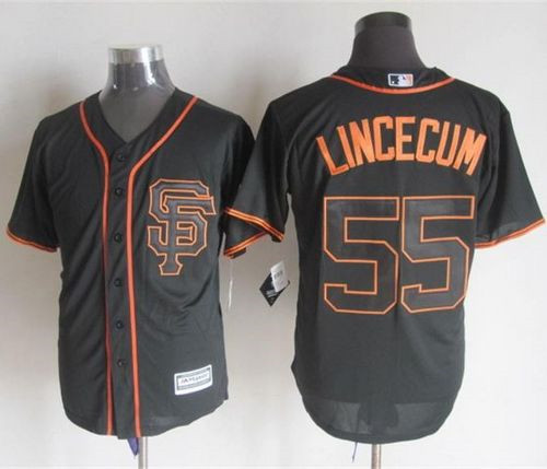 San Francisco Giants #55 Tim Lincecum Black Alternate New Cool Base Stitched Baseball Jersey