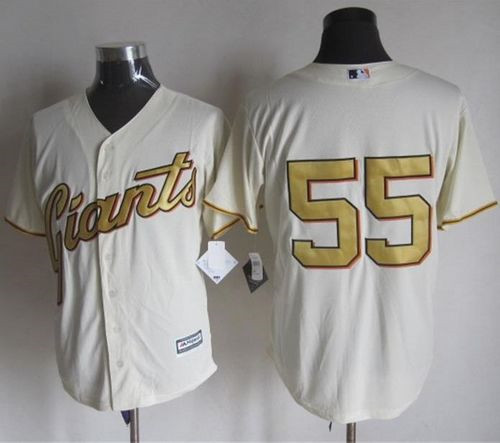 San Francisco Giants #55 Tim Lincecum Cream(Gold No.) New Cool Base Stitched Baseball Jersey