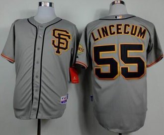 San Francisco Giants #55 Tim Lincecum Grey 2012 Road 2 Stitched Baseball Jersey