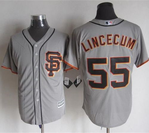 San Francisco Giants #55 Tim Lincecum Grey Road 2 New Cool Base Stitched Baseball Jersey