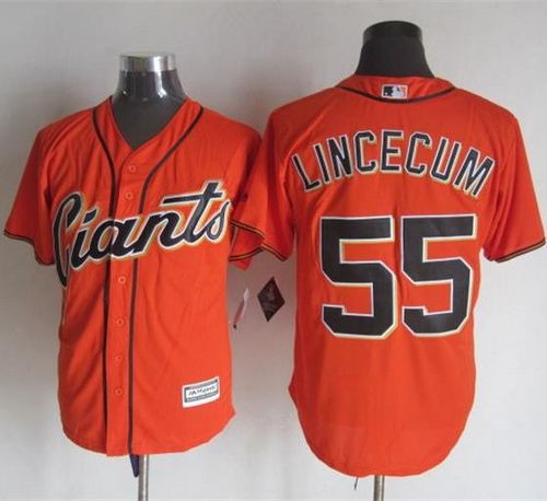San Francisco Giants #55 Tim Lincecum Orange Alternate New Cool Base Stitched Baseball Jersey