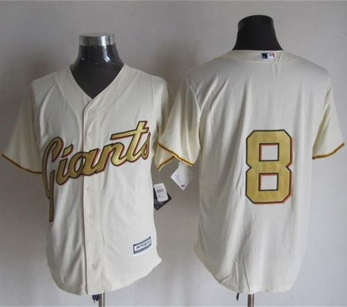 San Francisco Giants #8 Hunter Pence Cream(Gold No.) New Cool Base Stitched Baseball Jersey