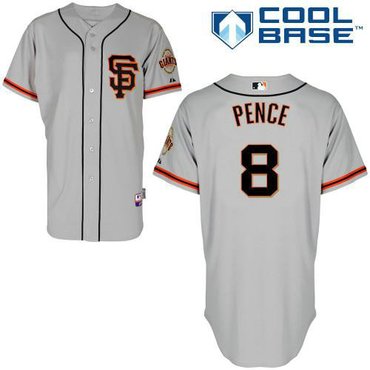 San Francisco Giants #8 Hunter Pence Grey Road 2 Cool Base Stitched Baseball Jersey
