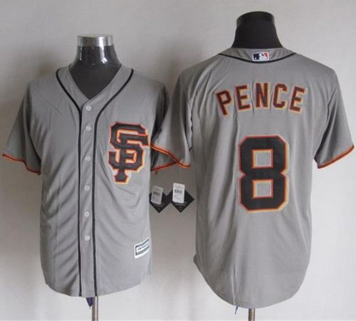 San Francisco Giants #8 Hunter Pence Grey Road 2 New Cool Base Stitched Baseball Jersey