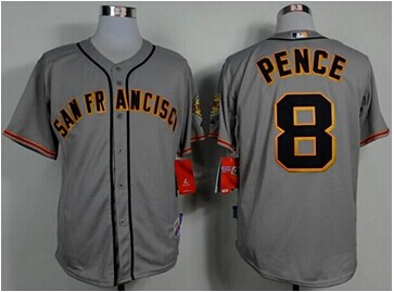 San Francisco Giants #8 Hunter Pence Grey Road Cool Base Baseball Jersey