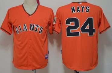 San Francisco Giants 24 Willie Mays Orange Cool Base MLB Jerseys