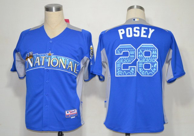 San Francisco Giants 28 Buster Posey Blue MLB Jerseys(national)