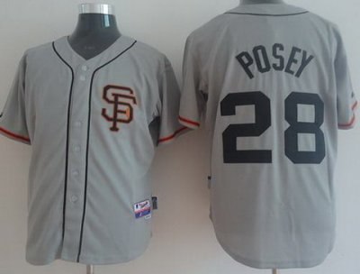 San Francisco Giants 28 Buster Posey Grey Cool Base 2012 MLB Jerseys