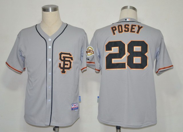 San Francisco Giants 28 Buster Posey Grey Cool Base 2012 MLB Jerseys