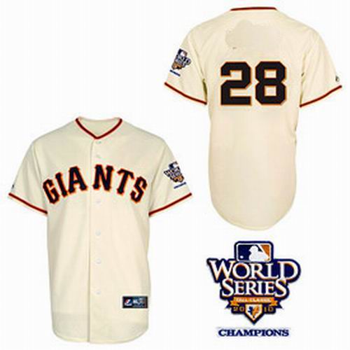 San Francisco Giants 28 Buster Posey Jersey 2010 World Series Champions Patch Cream jersey