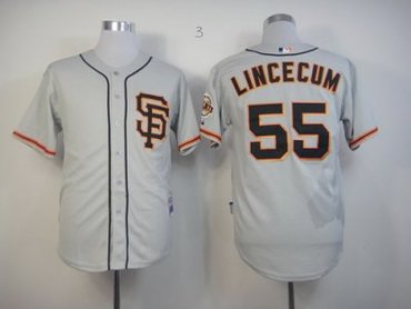 San Francisco Giants 55 Tim Lincecum Grey Cool Base MLB Jerseys SF Style