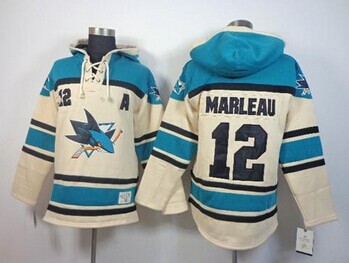 San Jose Sharks #12 Patrick Marleau Cream Sawyer Hooded Sweatshirt Stitched NHL Jersey San Jose Sharks #12 Patrick Marleau Cream Sawyer Hooded Sweatshirt Stitched NHL Jersey