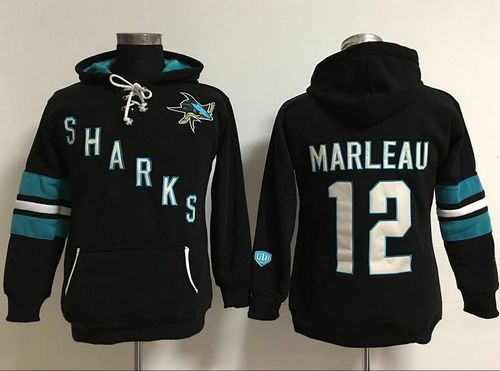 San Jose Sharks #12 Patrick Marleaui Black Women's Old Time Heidi Hoodie NHL Hoodie San Jose Sharks #12 Patrick Marleaui Black Women's Old Time Heidi Hoodie NHL Hoodie