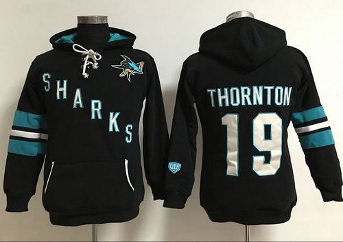 San Jose Sharks #19 Joe Thornton Black Women's Old Time Heidi Hoodie NHL Hoodie San Jose Sharks #19 Joe Thornton Black Women's Old Time Heidi Hoodie NHL Hoodie