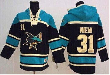 San Jose Sharks #31 Antti Niemi Black Sawyer Hooded Sweatshirt Stitched NHL Jersey San Jose Sharks #31 Antti Niemi Black Sawyer Hooded Sweatshirt Stitched NHL Jersey